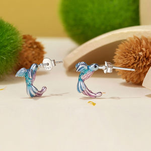 แฟชั่น925เงินสเตอร์ลิงชุดเครื่องประดับฤดูใบไม้ผลิต่างหูรุ้งกระเต็นแหวนเปิดสำหรับผู้หญิงเครื่องประดับงานเลี้ยง BSE997ของขวัญ - Product Image 1