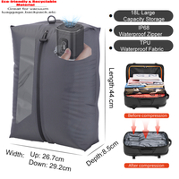 Sac de compression sous vide unisexe, étanche, hermétique, en nylon TPU écologique, 18L, organisateur de vêtements de voyage pour bagages et sacs à dos, OEM