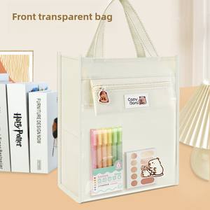 Kapibala Primaire Étudiant Art Sac Cartable Coton Doublure Épaissie Fermeture Éclair Document Pochettes Sac Fourre-Tout Transparent Tutorat Sac - Product Image 5