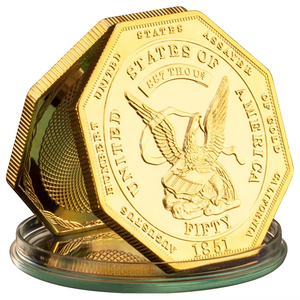Moneda Conmemorativa de Augusto Humbert de 1851 del Estadounidense Encargado de la Prueba del Oro, Colección de Monedas Chapadas en Oro, Regalo Metálico - Product Image 1