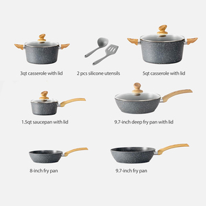 High Quality NonStick 12-Piece Aluminum Cooking <b>Pots</b> With Glass Lid Ceramic Coated Forged Non-stick Cookware Set - Product Image 2