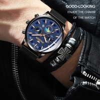 Jam Tangan Quartz Stainless Steel Fngeen 5123, Arloji Mewah, Fashion Kasual, Bisnis, Bercahaya, Santai