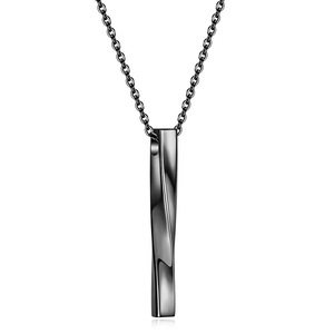 Collar de Acero Inoxidable 304 con Barra Espiral 3D Lisa, Colgante Geométrico de Acero Negro y Dorado, Cadena para Suéter, Regalo de Moda para Uso Diario - Product Image 5