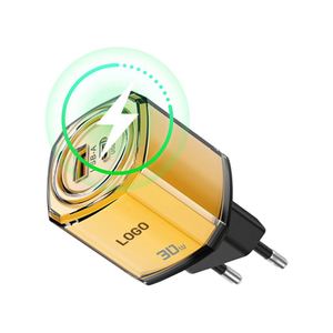 อะแดปเตอร์แปลงไฟแบบ USB Type C สำหรับผนัง ชาร์จเร็ว 30W PD หลายพอร์ต สำหรับ EU - Product Image 2