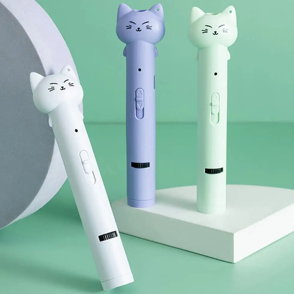 Mainan Laser kucing alat latihan hewan peliharaan USB portabel kustom tongkat penggoda kucing yang dapat dilepas mainan kucing interaktif dengan bulu & lonceng