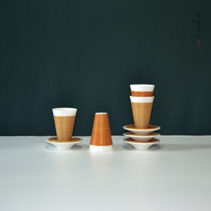 Bamboo Woven Porcelain <b>Teacup</b> Traditional Chinese Style Travel Gift Set Chongqing Origin Solid Pattern ZB 014 - Product Image 1
