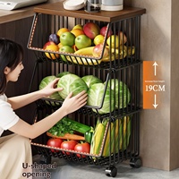 Étagère de rangement multi-niveaux en bois pour la cuisine, pour boîte à collation, jouet, panier à fruits et légumes