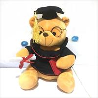 Ours en peluche personnalisé, chapeau commémoratif de remise de diplôme, poupée en peluche remplie de lunettes, cadeau pour enfants