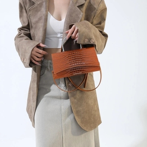 Women Crocodile Pattern Leather Shoulder <strong>Bags</strong> Prom <strong>Clutch</strong> Designer Top Handle Handbags Casual Brown White <strong>Orange</strong> Crossbody <strong>Bags</strong> - Product Image 3