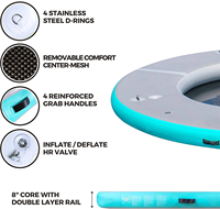 Hamaca de agua de anillo inflable DWF duradera personalizada para piscina Mar o lago con Red y portavasos equipo de juego de agua