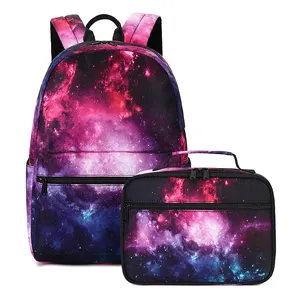 Factory Custom Lightweight Galaxy School Backpacks and Lunch Box Set Teen Children Backpack with Lunch Bags for Kids