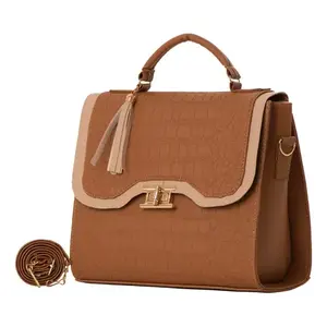 Bolso de Mano de Piel Sintética para Mujer Fana Belen M3823 Color Camel, Bolso Tote con una Correa y Cierre de Hebilla para Uso Diario - Product Image 1