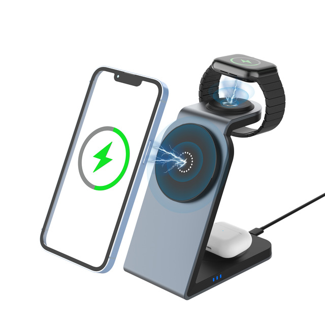 15W 3 in 1 Magnetic Wireless Charger Stand for iPhone 12 13 14 Pro Max Apple Watch Airpods Fast Charging Station