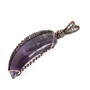 Beautifully Handcrafted Natural Stone Horn Pendants Wholesale Handmade Wire Vintage Gemstone Pendants