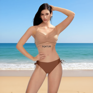 Costume da bagno intero HDJ con controllo pancia, modello conservativo, taglie forti, scollo a V, tinta unita, in Spandex e Poliestere - Product Image 2