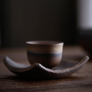 Piastrelle in gres retrò fatte a mano in stile giapponese a forma di piatto in ceramica con supporto per sottobicchieri Logo personalizzato tazza da tè in ceramica - Product Image 3