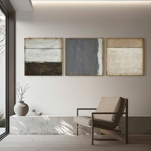 Art mural 3D encadré, peinture à l'huile minimaliste, toile peinte à la main pour la décoration de la maison ou du bureau de style bohème-minimaliste - Product Image 1