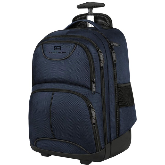 Large Capacity 17" Unisex Travel Trolley Laptop Bag Convertible Wheeled Travel Bag Fashionable Business Laptop Trolley Backpack