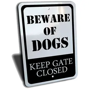 Factory Supplying OEM Aluminium Uv Printing Custom Design Beware Of Dog Sign For Fence Yard