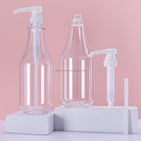 Bouteilles en plastique transparentes OEM vides de 750 ml avec pompe pour sirop, confiture, miel, beurre de cacahuète et mayonnaise