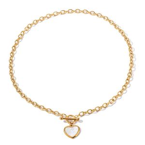 Collar de Acero Inoxidable para Mujer, Popular, Chapado en Oro de 21K, Nuevo, con Colgante en Forma de Corazón de Fritillaria Blanca - Product Image 1
