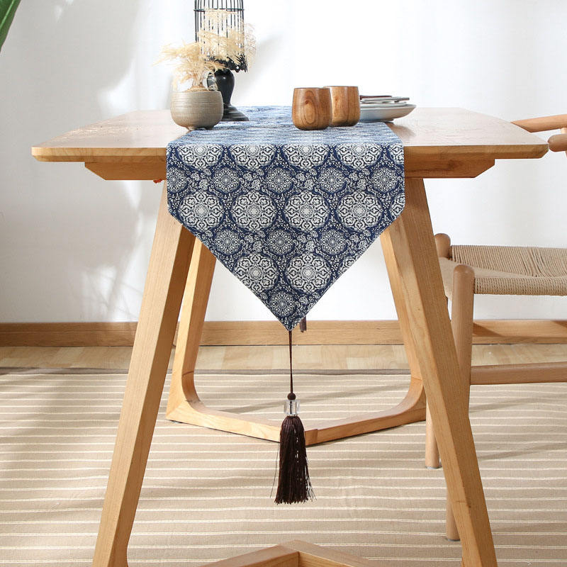 Chemin de table motif cercle style japonais