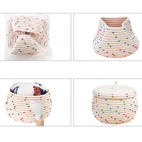 Nouveau design, panier en corde arc-en-ciel 100% écologique, pliable, en coton biologique, avec couvercle, pour un rangement organisé, organisation de la maison