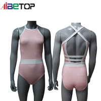 Justaucorps de gymnastique sans manches rose compétition justaucorps de gymnastique sans manches filles vêtements de danse d'entraînement