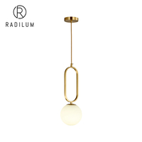 Lampe suspendue moderne, décoration nordique pour chambre à coucher, métal laiton doré, globe en verre blanc, LED, luxe, minimaliste, art, anneau ovale, luminaire suspendu