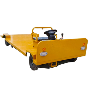 Remolque de Plataforma de Acero Amarillo de Cuatro Ruedas, Carro de Transporte de Carga Eléctrico, Diseño de Plataforma Plana para Uso Industrial Duradero - Product Image 5