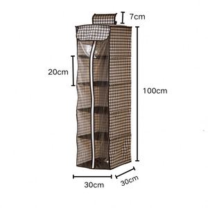 Sac de rangement suspendu en tissu non tissé avec fenêtre transparente en PVC, style fermeture éclair à 6/5 compartiments, anti-poussière et anti-humidité, facile à nettoyer, capacité 80L - Product Image 3