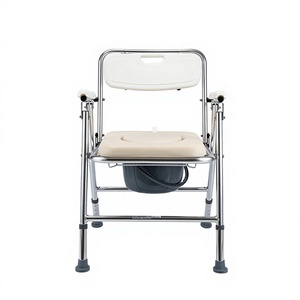 Lightweight Aluminum Alloy <b>Commode</b> Chair <b>Folding</b> Toilet Seat For Elderly Pregnant Disabled Silver 691L - Product Image 1