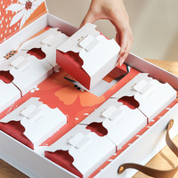 Boîte en carton magnétique pour ensemble de gâteaux de lune, pâtisseries, cosmétiques, emballage cadeau avec estampage à chaud, gaufrage, logo personnalisé, doublure en éponge