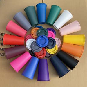 Biểu tượng tùy chỉnh in macaroon uống Mugs tái sử dụng 16oz cứng PP Cà Phê Cốc nhựa có nắp đậy - Product Image 2