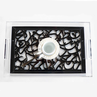 Plateau acrylique avec lettres arabes dorées, peinture imperméable, plateau décoratif en plexiglas, cadeau du Ramadan, art islamique, café et thé en plexiglas