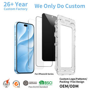 Protection d'écran en verre trempé 9H pour iPhone 18 Series, installation rapide et facile avec applicateur personnalisé en une étape, prix d'usine - Product Image 1