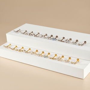 Pendiente <span class=keywords><strong>de</strong></span> Titanio Grado Implante ASTM-F136 Gaby, Tipo Push Stud sin Rosca, para Piercing <span class=keywords><strong>de</strong></span> Cartílago, 20/18/16G, para Mujer - Product Image 4