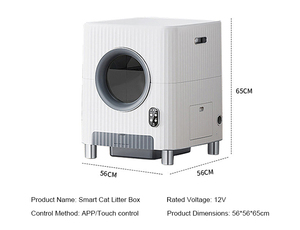 Caja de arena para gatos autolimpiante automática inteligente de gran espacio de 68L personalizada de fábrica, inodoro inteligente para mascotas fácil de limpiar con Control de aplicación - Product Image 2