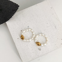 Trendy natürlicher Süßwasser perlen ring elastisch verstellbarer kleiner Gold perlen ring Zeigefinger ring im Herbst und Winter