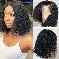 Perruque noire bouclée naturelle à dentelle frontale, style européen et américain, très vendue en Afrique, pour le commerce transfrontalier