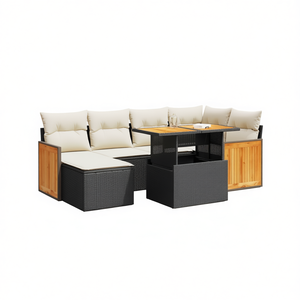Ensemble de canapés de jardin en rotin 6 places avec rangement, mobilier d'extérieur au design contemporain - Product Image 1