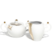 Ensemble de table en porcelaine blanche Gold Line de luxe ensembles de vaisselle en céramique durable avec assiette thé tasse à café kit de tasse