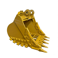 Grille de tamis pour godet d'excavatrice 20T, avec lames de protection soudées pour roche, à lanières anti-usure, jaune brillant, à fixation par broches, pour 20 tonnes