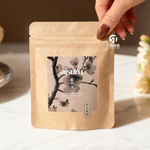 Custom Logo Kraft Paper WellnessTea Zipper Packaging <b>Bag</b> Heat Seal Three <b>Side</b> Seal Food Grade Packaging <b>Small</b> Quantity - Product Image 5