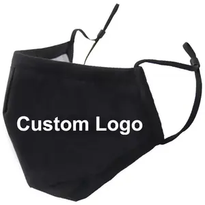 Vendita calda riutilizzabile traspirante lavabile 3 strati maschera per il viso Logo personalizzato Plain Blank Printed adulti maschere di cotone