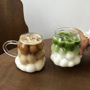 Tasse à café en verre personnalisée style INS, résistante à la chaleur, en borosilicate, pour lait, jus, eau, idéale pour la maison et <span class=keywords><strong>les</strong></span> cafés - Product Image 1