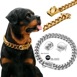 Collares para perros Collar de cadena para gatos con Material de Metal de diámetro 1,25 cm de ancho Perro Rap Hip Hop Suministros de joyería para mascotas Perros medianos y grandes Oro - Product Image 1