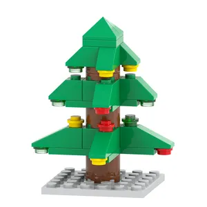 핫 MOC 크리스마스 트리 산타 클로스 마이크로 월드 미니 인형 모델 플라스틱 빌딩 블록 세트 어린이 모델 퍼즐 장난감