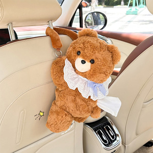 <b>Cute</b> Plush <b>Bear</b> Car Tissue Box Hanging Cartoon Style For Car And Home Use - Product Image 2