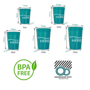 Hochwertige wieder verwendbare benutzer definierte Logo-Werbeartikel Glatte 12-Unzen-Kunststoff-Stadionbecher für Werbung mit Deckel und Strohhalm - Product Image 2